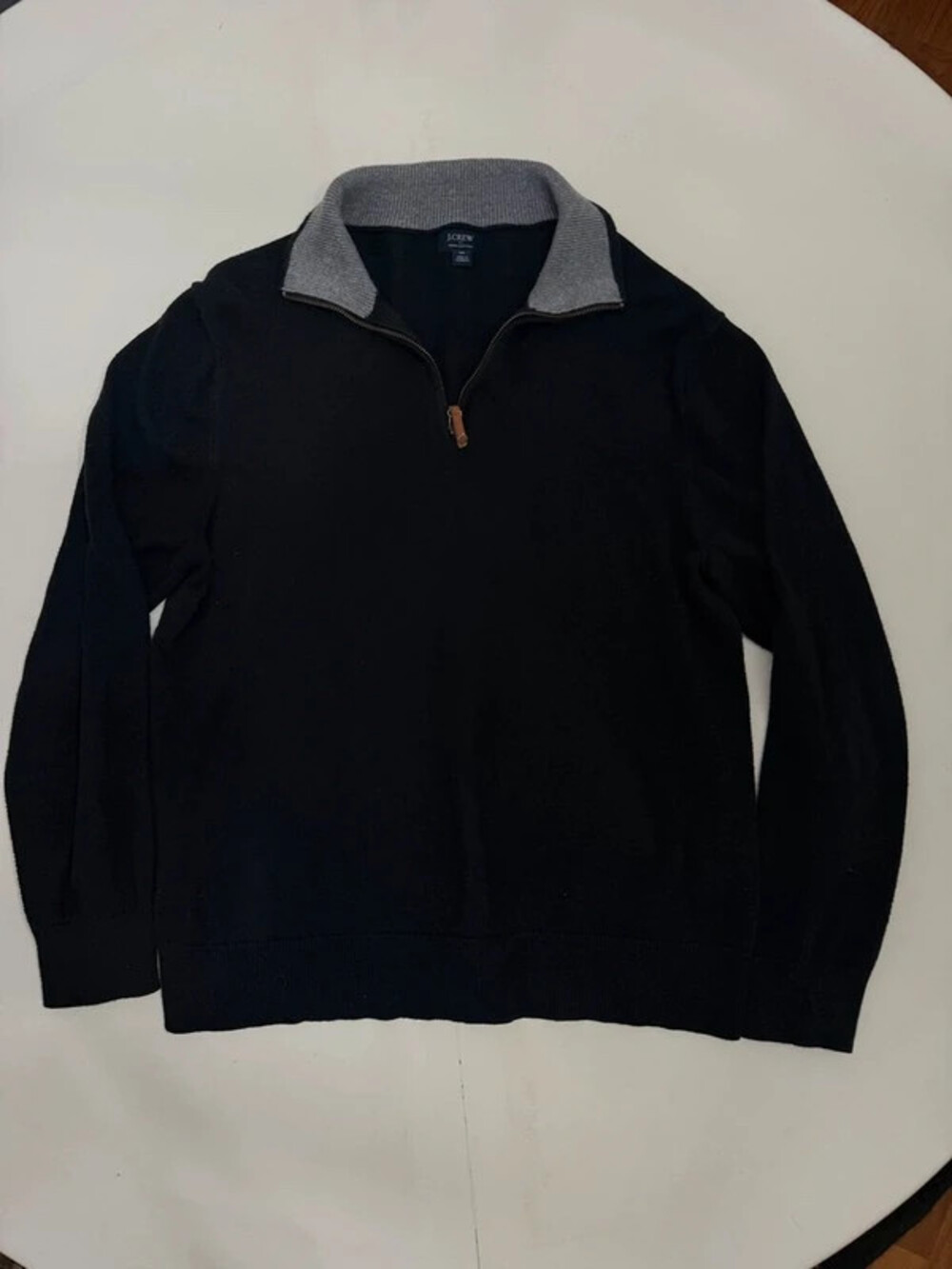 J.Crew Black Gray Quarter-Zip Cotton Sweater Medium